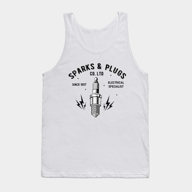 spark plugs retro sign Tank Top by Kingrocker Clothing